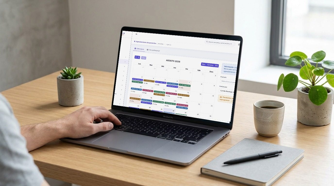 Puesto de trabajo con la agenda de VitalHub abierta
